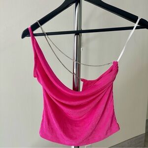 Pink going out top with rhinestone strap Small